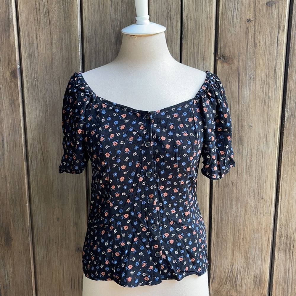 Madewell • square neck Prairie Posies smocked top - Picture 1 of 14